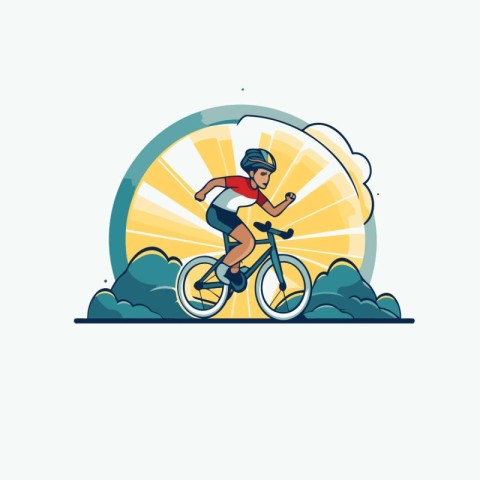 Cyclist riding on the road. Vector illustration in flat style