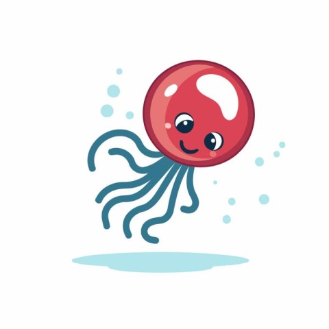 Jellyfish. Cute cartoon kawaii character. Vector illustration.