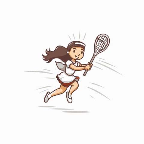 Tennis player running with racket. cartoon vector illustration i