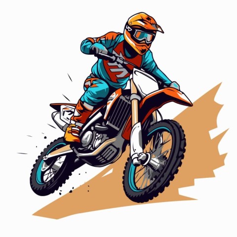 Motocross rider. Vector illustration of a sportsman on a motorcy