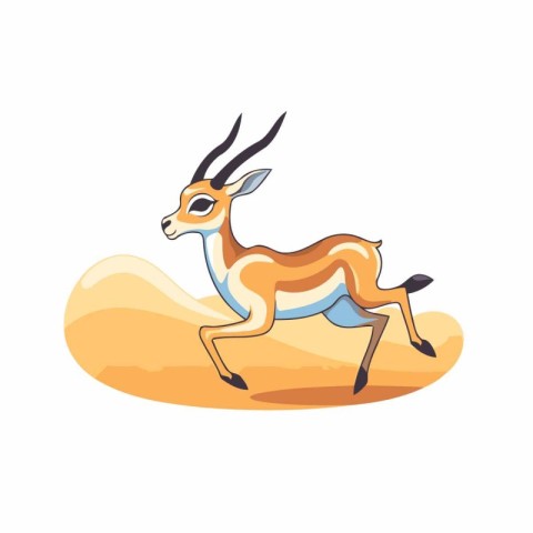 Running gazelle. antelope cartoon vector Illustration on a white