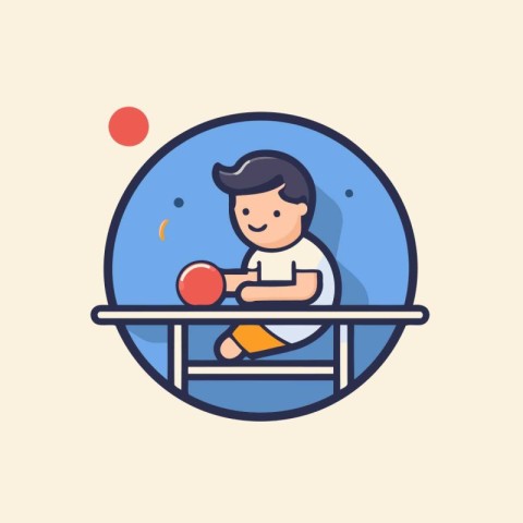 Boy playing table tennis flat icon. vector illustration. Sport a