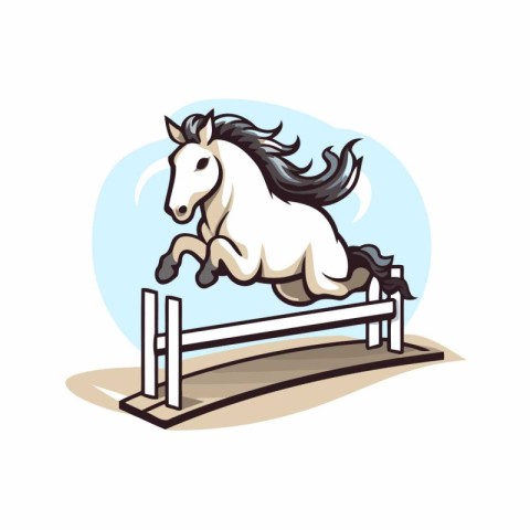 Horse jumping over obstacle. Vector illustration of a horse jump