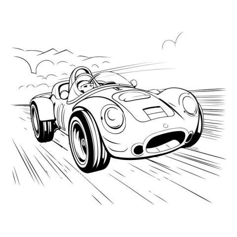 illustration of a vintage sports car on a background of the sky