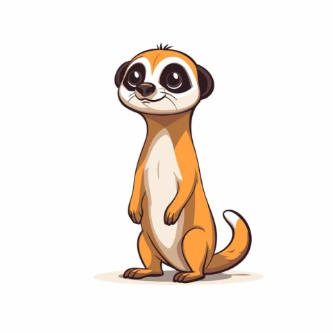 Cute cartoon meerkat isolated on white background. Vector illust