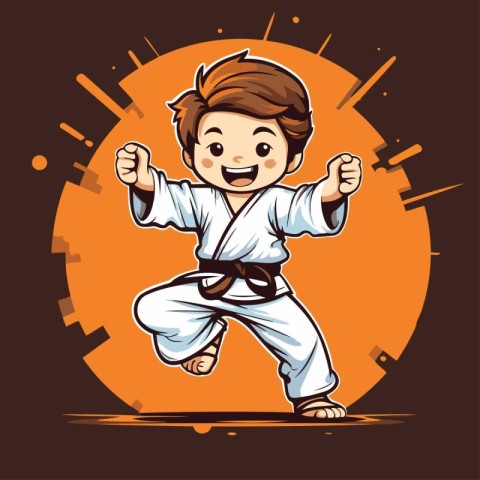 Karate boy cartoon vector illustration. Cartoon karate boy chara