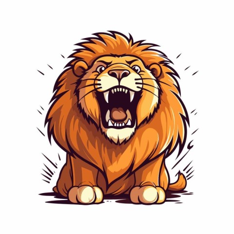 Lion vector illustration. Isolated on white background. Cartoon