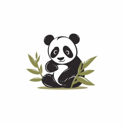 Cute panda bear vector logo design template. Panda bear illustra