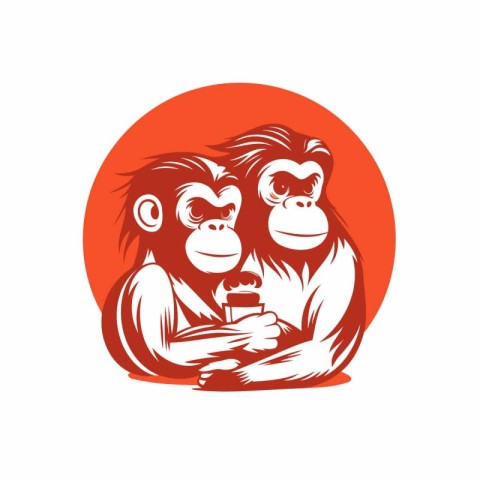 Monkey family. Vector illustration of a monkey family with a chi