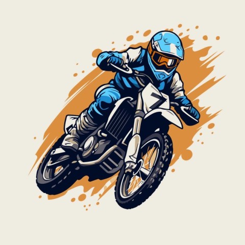 Motocross rider in helmet and helmet. Vector illustration of a m