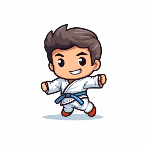 Taekwondo Boy Cartoon Mascot Character Vector Illustration