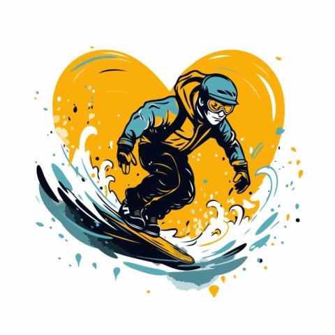 Snowboarder in the form of a heart. Vector illustration.