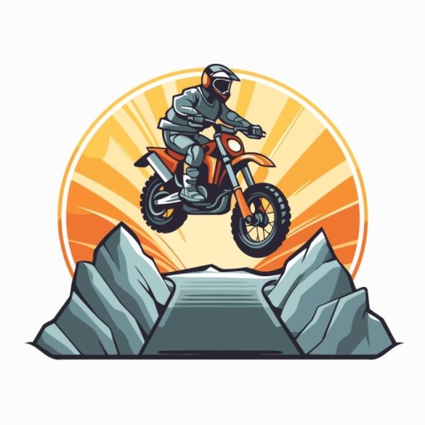 motorcyclist riding on a mountain bike. vector illustration.