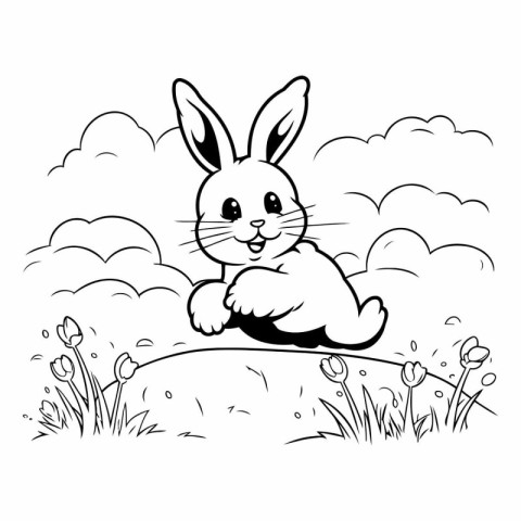 cute little rabbit animal cartoon vector illustration graphic de