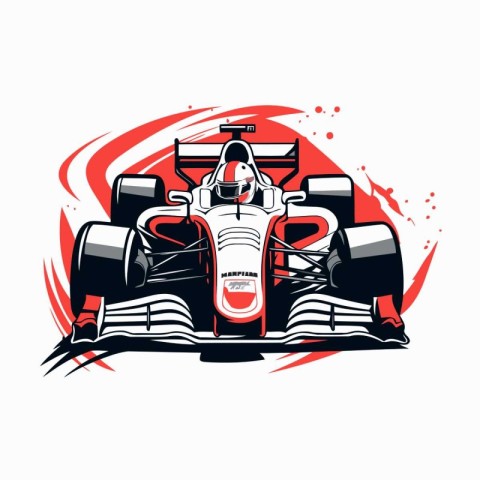 Race car. Vector illustration on a white background. Design elem