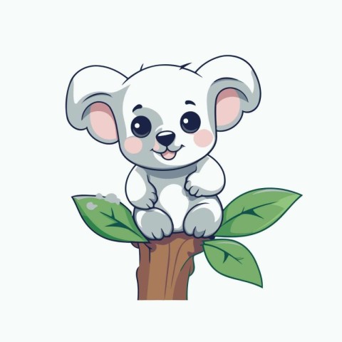 Cute koala sitting on a tree branch. Vector illustration.