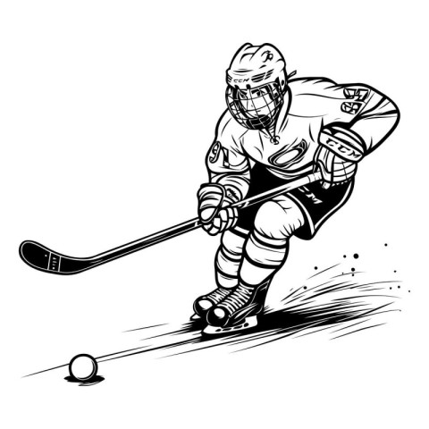 Ice hockey player. Vector illustration ready for vinyl cutting.