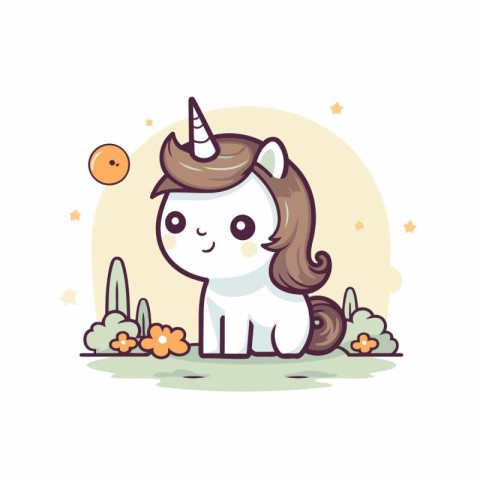 Cute cartoon unicorn. Vector illustration of a cute little unico