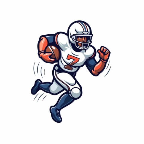 American football player running with ball. isolated vector illu