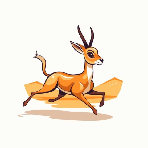 Running antelope. Vector illustration. Isolated on white backgro