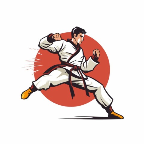 Karate man in kimono. Karate sport vector illustration