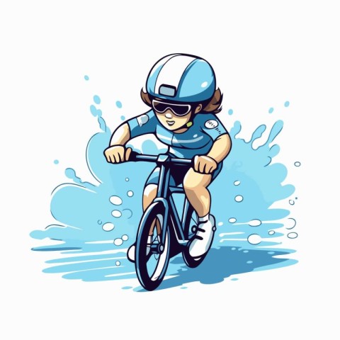 Cyclist riding on a bike. vector cartoon illustration isolated o