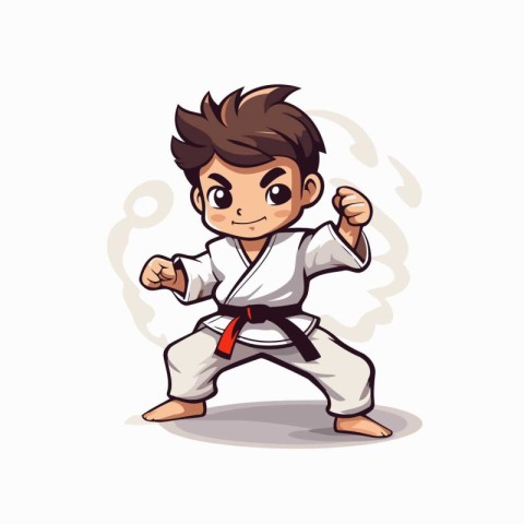 Taekwondo boy. Vector illustration. Isolated on white background