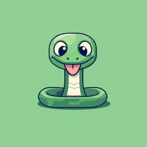 Cute cartoon snake character. Vector illustration isolated on gr