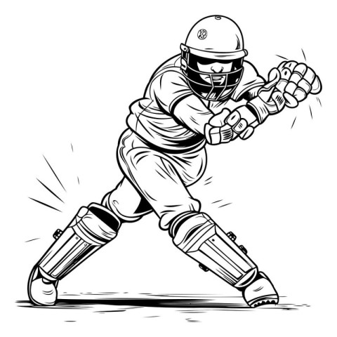 Cricket Player in Action. Vector illustration ready for vinyl cu