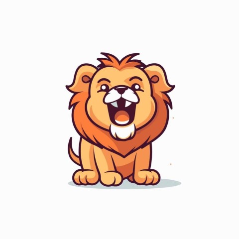 Cute cartoon lion. Vector illustration. Isolated on white backgr