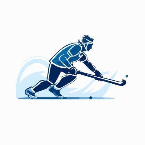 Ice hockey player with stick and puck. sport vector logo templat