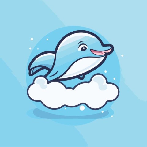 Cute dolphin on the cloud. Vector illustration for your design.