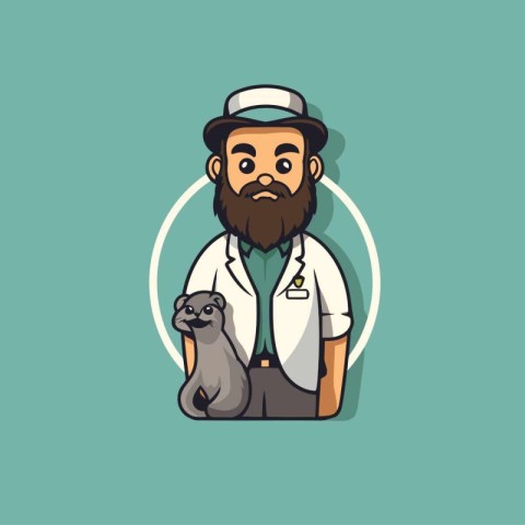 Veterinarian with dog. Vector illustration in a flat style.