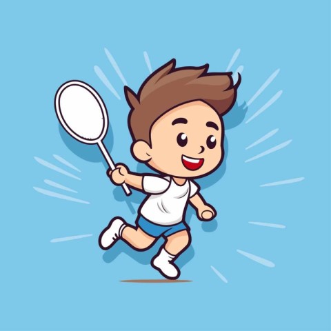 Badminton player cartoon character vector illustration design. B