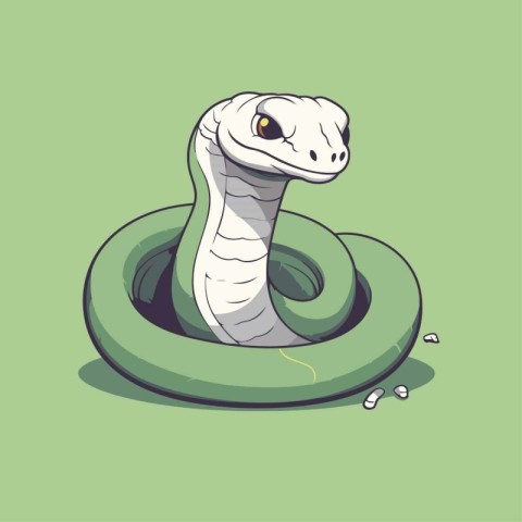 snake in a rubber ring on a green background. vector illustratio