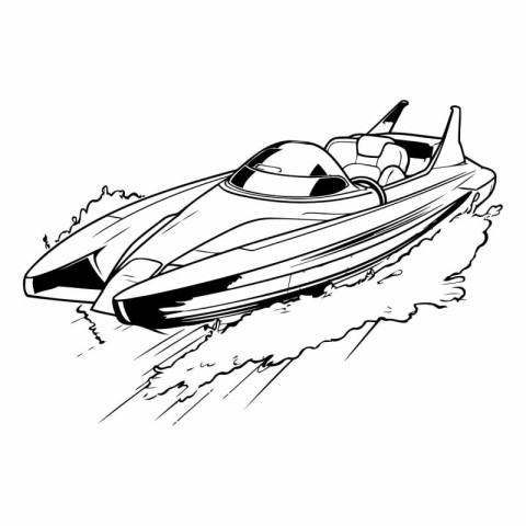 sketch of a speedboat isolated on a white background.