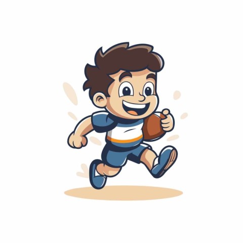 Cute little boy running cartoon vector Illustration isolated on