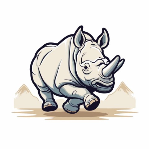 Vector illustration of a rhinoceros on a white background.