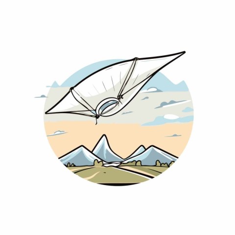 Hang glider in the mountains. Hand drawn vector illustration.