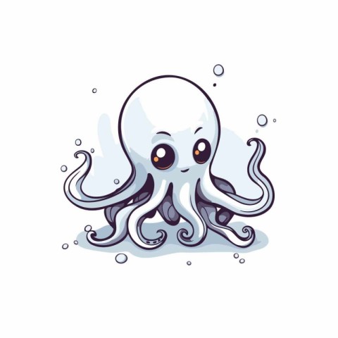 Cartoon octopus. Vector illustration. isolated on white backgrou