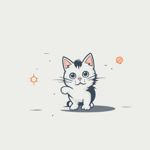 Cute cartoon cat on a light background. Vector illustration for