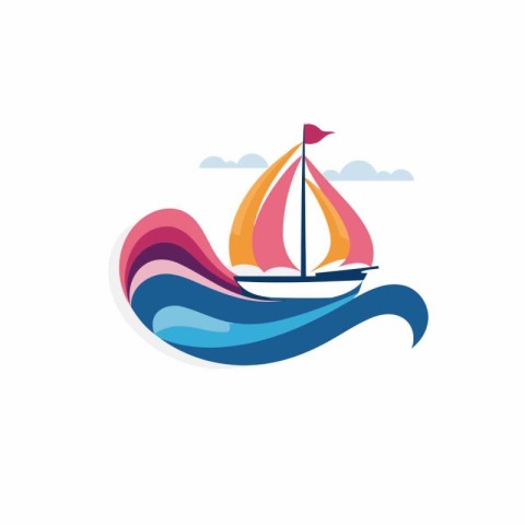 Sailing boat icon logo design. Sailboat vector logo design.