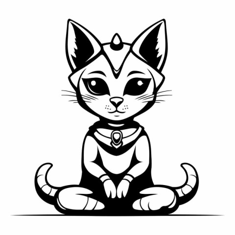 Vector image of a cat in a crown on a white background.