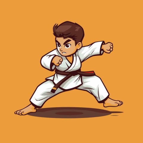 Karate boy. Vector illustration. Cartoon style. Martial arts.