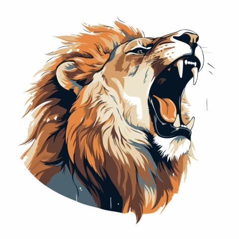 Lion head. Vector illustration. Isolated on white background.