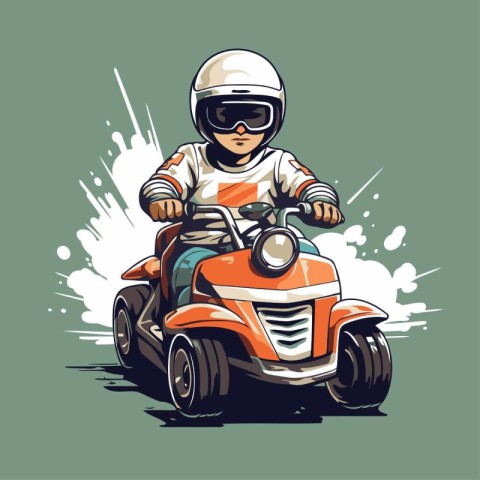 Vector illustration of a man on a quad bike. Vector illustration