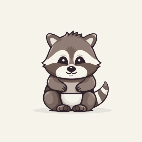 Cute raccoon cartoon character. Vector illustration in flat styl