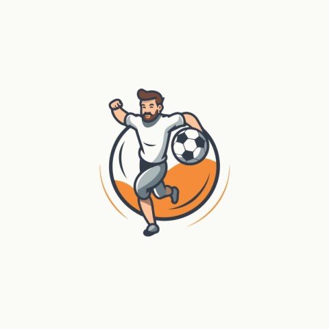 Soccer player with ball vector logo design template. Football cl