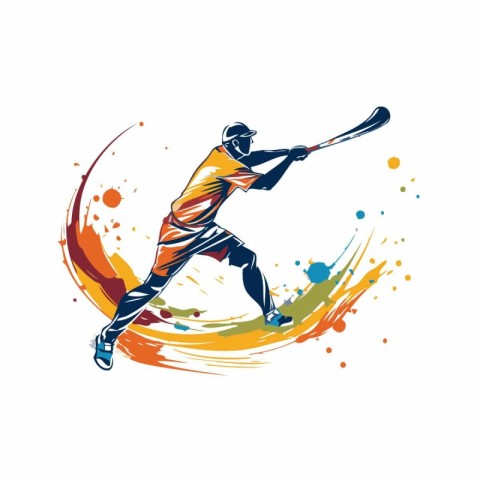 Tennis player with a bat and ball. vector design template.