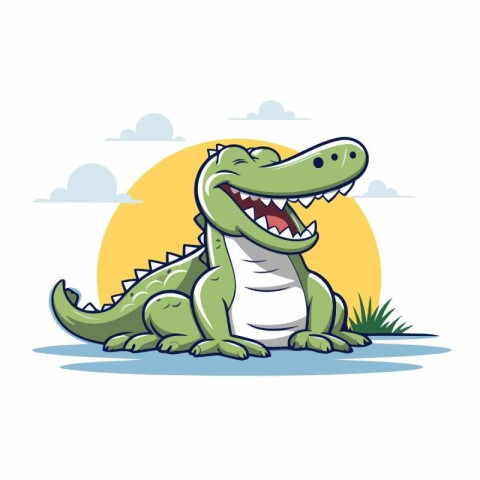 Crocodile vector illustration. Cute cartoon crocodile.